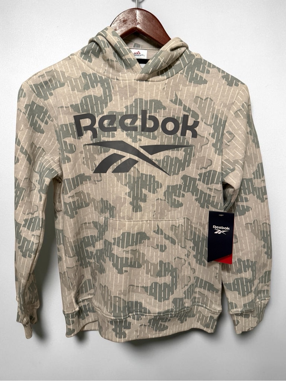 NWT! Reebok Boys Chalk Camo Logo Hoodie